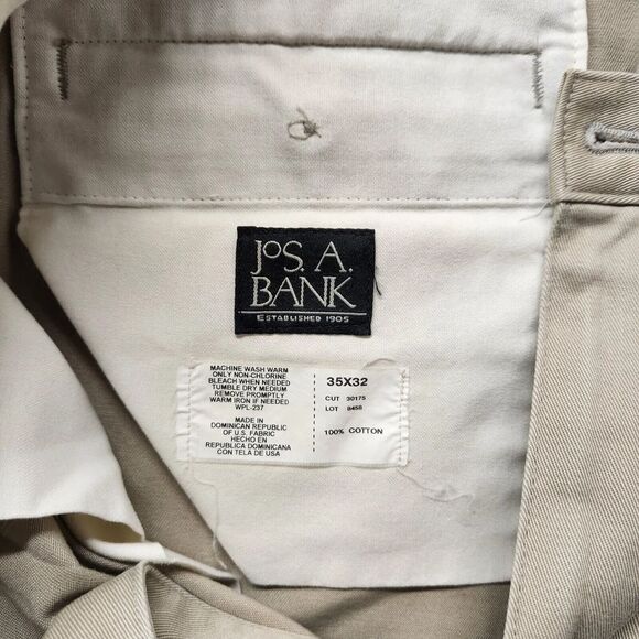Jos. A. Bank Pants‎ Mens 32x31* Tan Straight Khaki Light Pleated Academia Casual - Picture 5 of 8